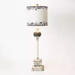 Kirklands Home Buffet Lamps|Distressed White Square Base Buffet Lamp