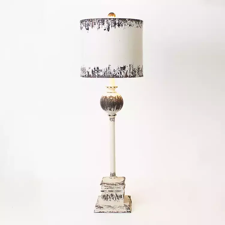 Kirklands Home Buffet Lamps|Distressed White Square Base Buffet Lamp