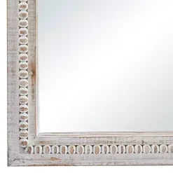 Kirklands Home Decorative Mirrors|Distressed White Wood Carved Frame Wall Mirror
