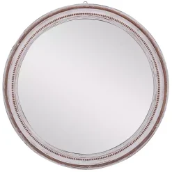 Kirklands Home Decorative Mirrors|Distressed White Wood Round Frame Wall Mirror