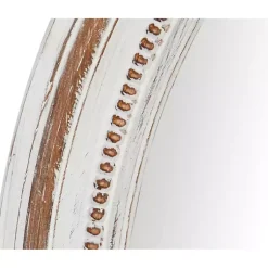 Kirklands Home Decorative Mirrors|Distressed White Wood Round Frame Wall Mirror