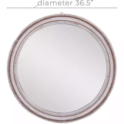 Kirklands Home Decorative Mirrors|Distressed White Wood Round Frame Wall Mirror