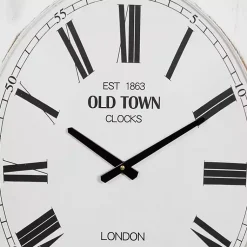 Kirklands Home Clocks|Distressed White Wood Scroll Wall Clock