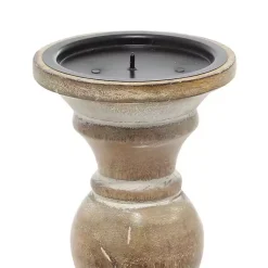 Discount Distressed Wood Pillar Candle Holders, Set of 3 Candle Holders