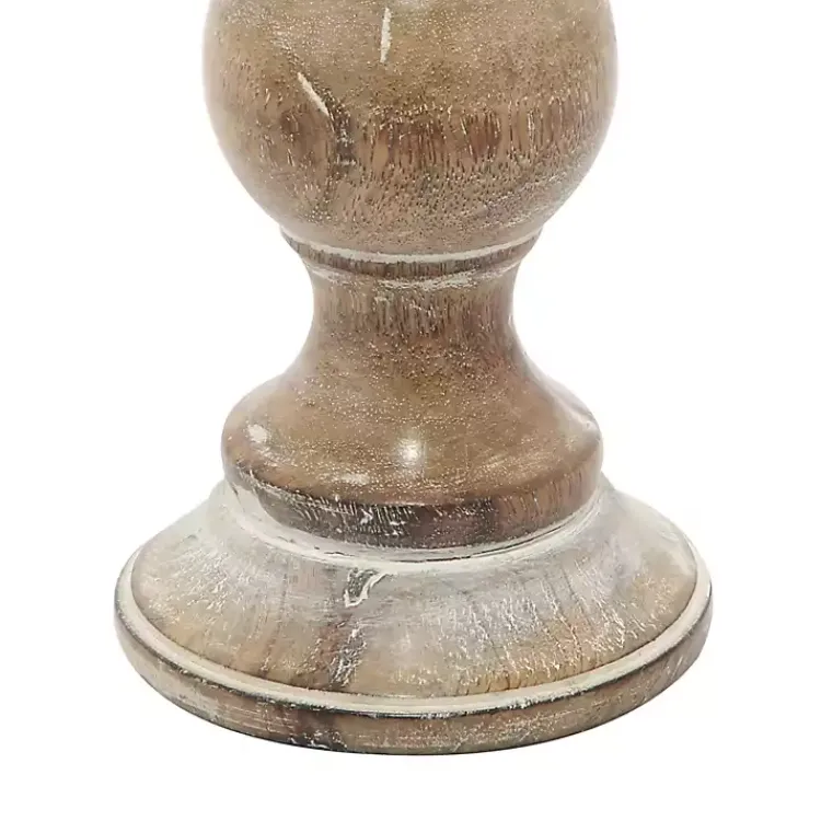 Discount Distressed Wood Pillar Candle Holders, Set of 3 Candle Holders