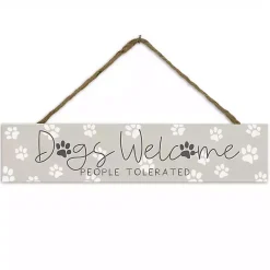 Kirklands Home Wall Quotes & Signs|Dogs Welcome Paw Prints Wall Plaque Gray