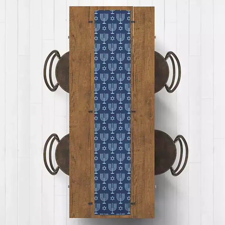 Online Double Blue Menorah Table Runner, 72 in. Hanukkah Decorations