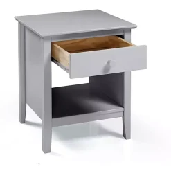 Kirklands Home Nightstands|Dove Brazilian Pine Wood Nightstand Gray