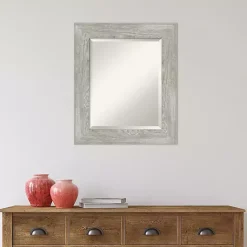Kirklands Home Decorative Mirrors|Dove Gray Scoop Frame Beveled Mirror, 22x26 in.