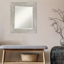 Kirklands Home Decorative Mirrors|Dove Gray Scoop Frame Beveled Mirror, 22x26 in.