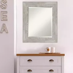 Kirklands Home Decorative Mirrors|Dove Gray Scoop Frame Beveled Mirror, 22x26 in.
