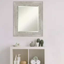 Kirklands Home Decorative Mirrors|Dove Gray Scoop Frame Beveled Mirror, 22x26 in.
