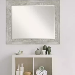 Kirklands Home Decorative Mirrors|Dove Gray Scoop Frame Beveled Mirror, 34x28 in.