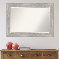 Kirklands Home Decorative Mirrors|Dove Gray Scoop Frame Beveled Mirror, 42x30 in.