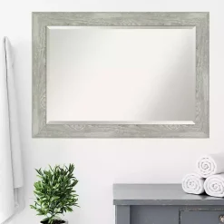 Kirklands Home Decorative Mirrors|Dove Gray Scoop Frame Beveled Mirror, 42x30 in.