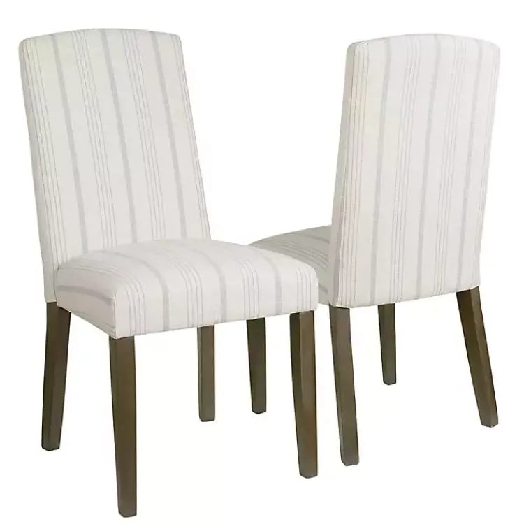 Kirklands Home Dining Chairs|Dove Gray Stripe Parsons Chairs, Set of 2
