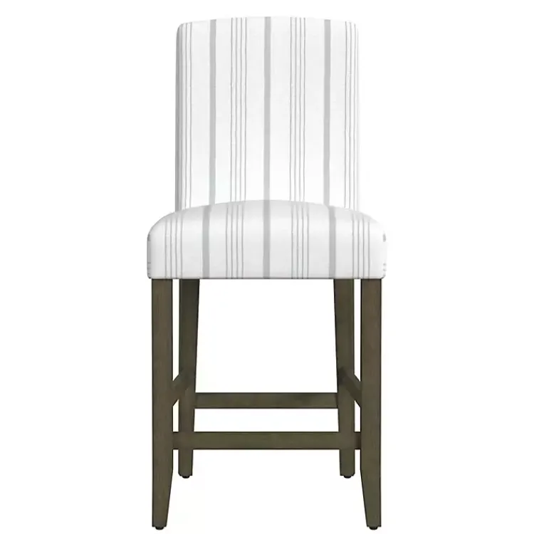 Kirklands Home Bar Stools & Counter Height Stools|Dove Gray Striped Upholstered Bar Stool