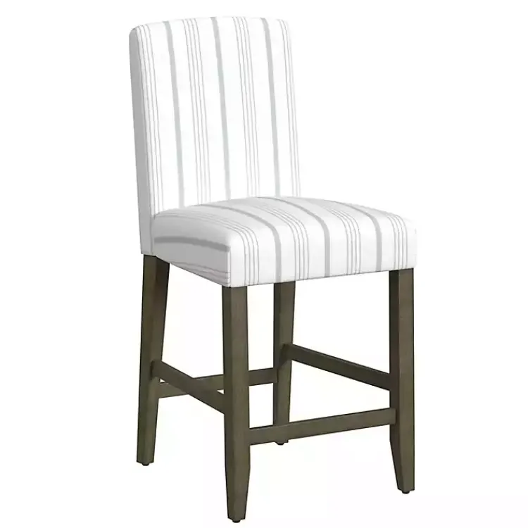 Kirklands Home Bar Stools & Counter Height Stools|Dove Gray Striped Upholstered Bar Stool