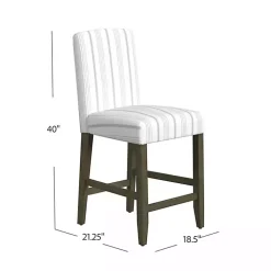 Kirklands Home Bar Stools & Counter Height Stools|Dove Gray Striped Upholstered Bar Stool