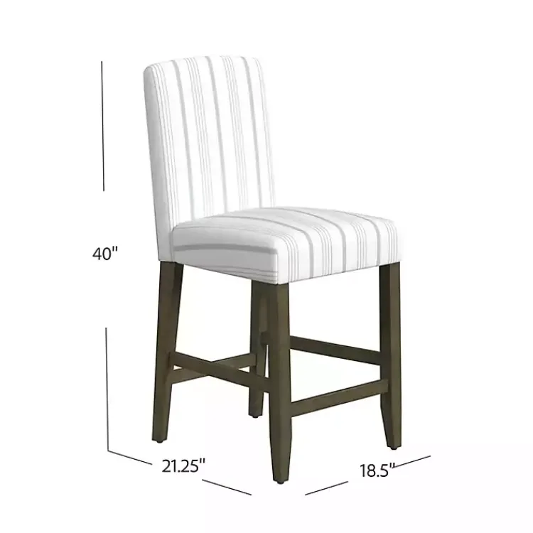 Kirklands Home Bar Stools & Counter Height Stools|Dove Gray Striped Upholstered Bar Stool