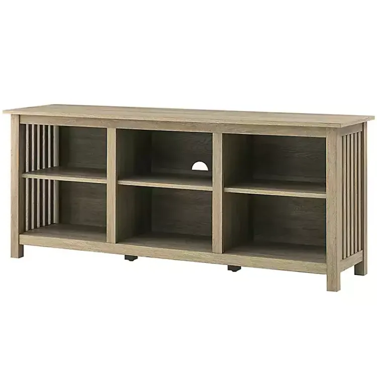 Kirklands Home Tv Stands & Media Consoles|Driftwood Slatted Sides Media Cabinet Gray