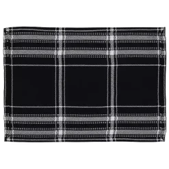 Kirklands Home Table Linens|Dual White and Black Cotton Placemats, Set of 4