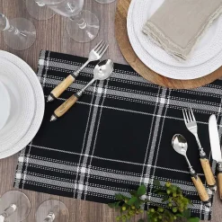 Kirklands Home Table Linens|Dual White and Black Cotton Placemats, Set of 4
