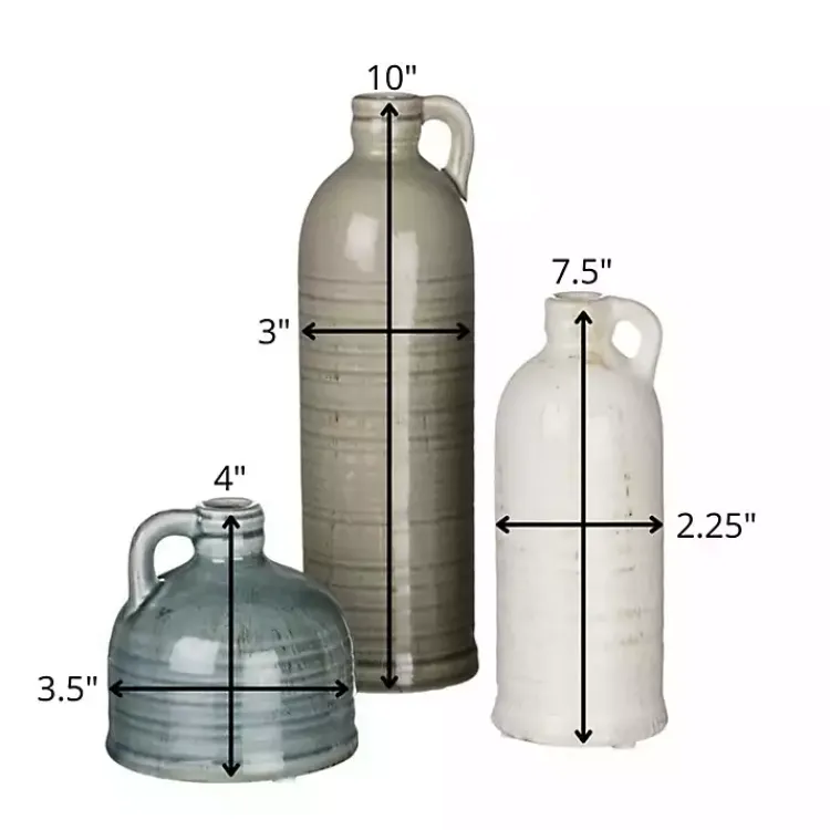 Outlet Earth Tones Jug Vases, Set of 3 Vases