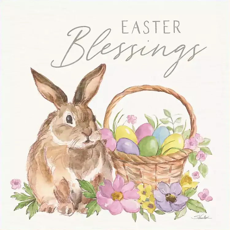 Clearance Easter Blessings Bunny Framed Canvas Art Print Easter Decorations