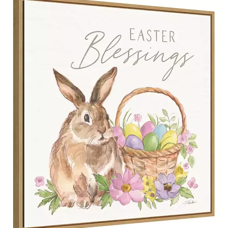 Clearance Easter Blessings Bunny Framed Canvas Art Print Easter Decorations