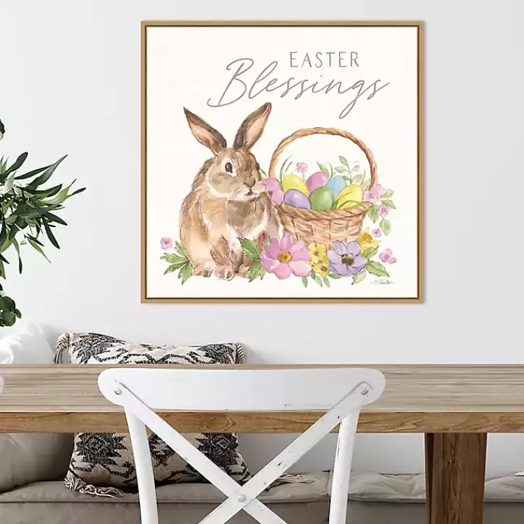 Clearance Easter Blessings Bunny Framed Canvas Art Print Easter Decorations