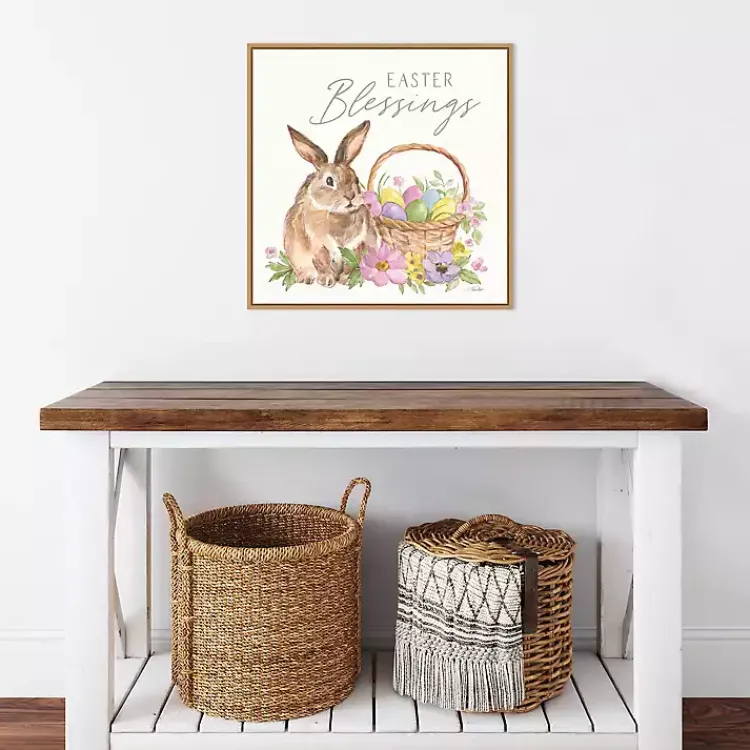 Clearance Easter Blessings Bunny Framed Canvas Art Print Easter Decorations