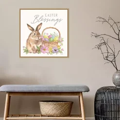 Clearance Easter Blessings Bunny Framed Canvas Art Print Easter Decorations