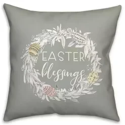 Hot Easter Blessings Wreath Outdoor Throw Pillow Easter Decorations