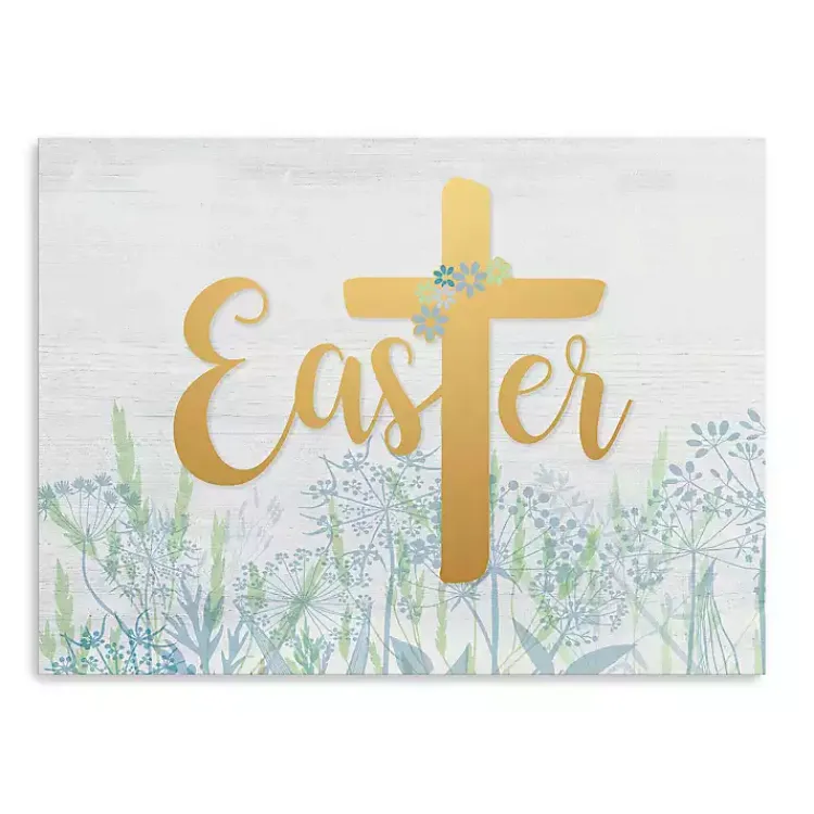 Easter Cross Wildflower Canvas Art Print, 18x24 Easter Decorations