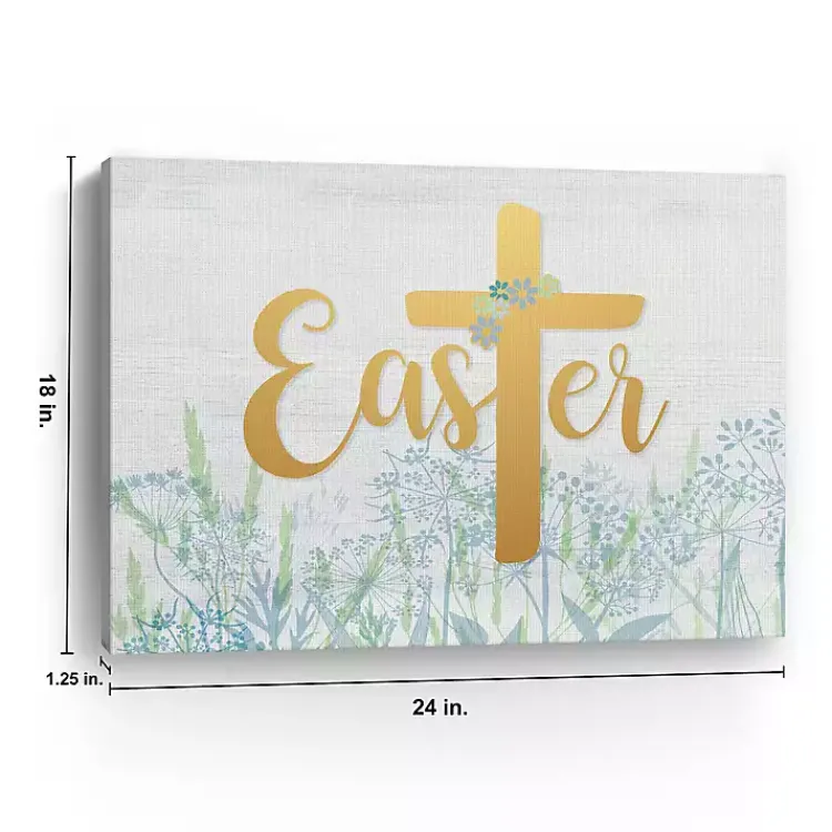 Easter Cross Wildflower Canvas Art Print, 18x24 Easter Decorations