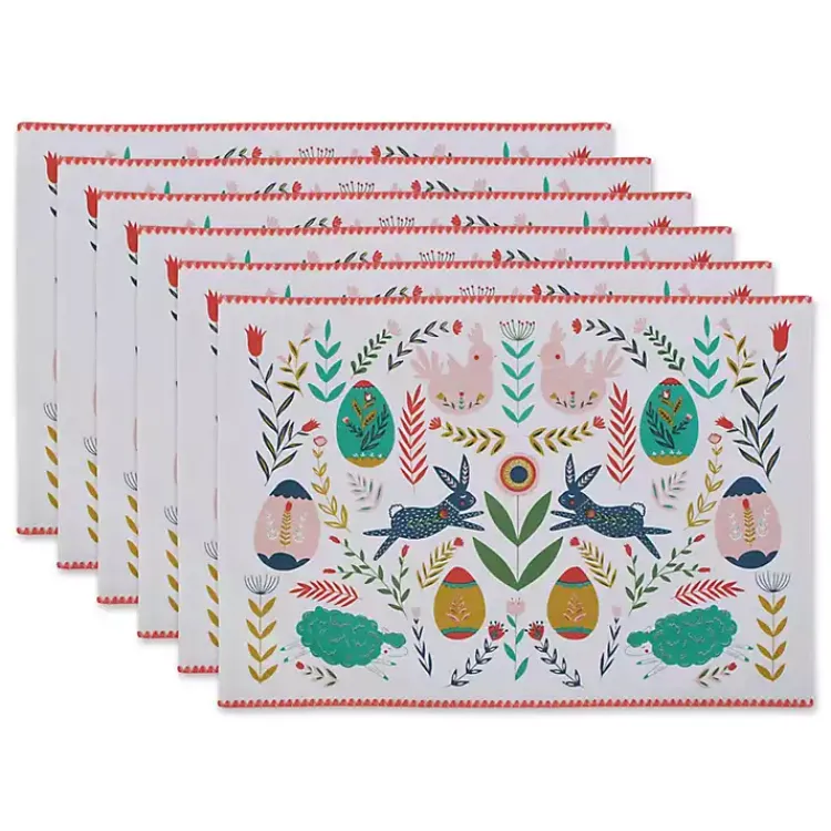 Discount Easter Folk Garden Placemats, Set of 6 Easter Decorations