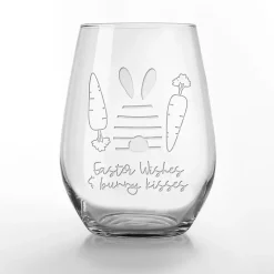 New Easter Wishes Engraved 2-pc. Wine Glass Set Easter Decorations