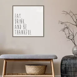Hot Eat Drink Be Thankful Framed Canvas Art Print Fall