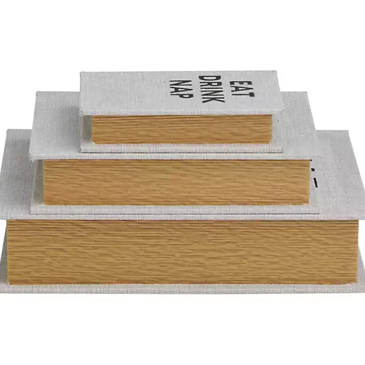 Clearance Eat, Drink, Nap Linen Book Boxes, Set of 3 Baskets & Boxes