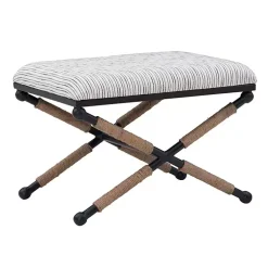 Kirklands Home Benches & Ottomans|Eclectic Black and White Striped X Frame Bench