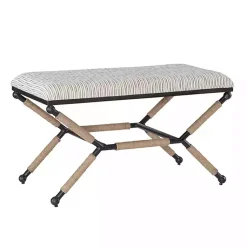 Kirklands Home Benches & Ottomans|Eclectic Black and White Striped X Frame Bench