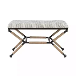 Kirklands Home Benches & Ottomans|Eclectic Black and White Striped X Frame Bench