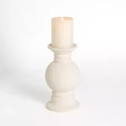 Online Eggshell Ceramic Pillar Candle Holder, 12 in. Candle Holders