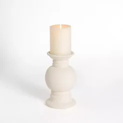 Discount Eggshell Ceramic Pillar Candle Holder, 10 in. Candle Holders