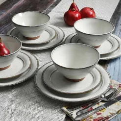 Kirklands Home Dinnerware|Eggshell Glazed Round 12-pc. Dinnerware Set
