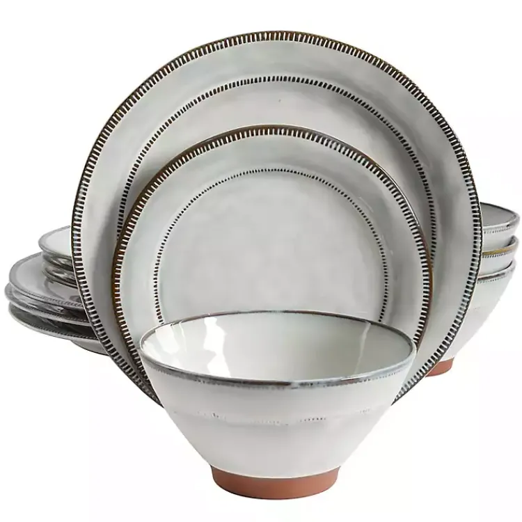 Kirklands Home Dinnerware|Eggshell Glazed Round 12-pc. Dinnerware Set