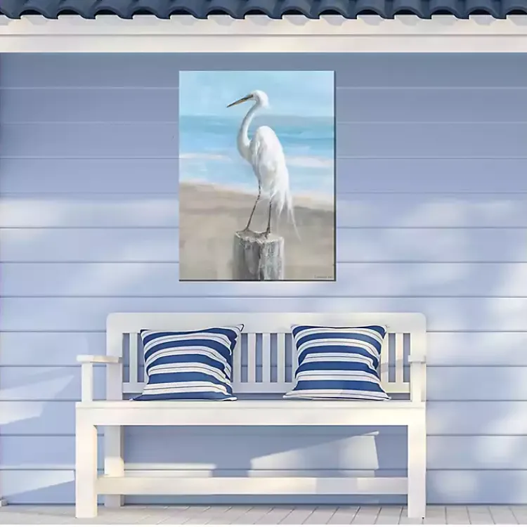 Kirklands Home Outdoor Wall Decor|Egret Portrait Outdoor Canvas Art Print