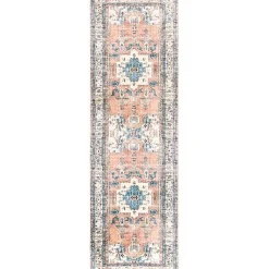 Kirklands Home Area Rugs|Eleanor Distressed Medallion Washable Runner