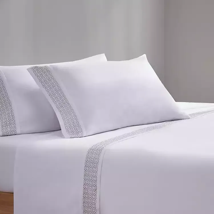 Kirklands Home Bed Sheets|Elegant Geo Hem Microfiber 4-pc. Full Sheet Set